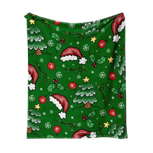 Christmas Blanket, Fluffy Microfiber Blankets, Cozy Plush Double-sided Christmas Throws for Sofa, Winter Cartoon Bed Throw for Kids & Adult, Holiday Bedding & Decorations for Car Home (E, 70 * 100)