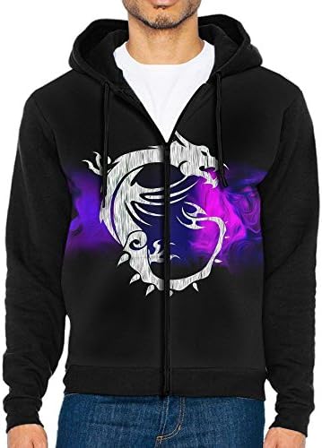 Dnim msi-Logo-Nothing-Beats-The-Dragon Long Sleeve Full Zip Up Hoodie Sweatshirt Casual Active Hooded Jackets - With 2 Pocke