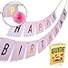 Happy Birthday Banner W/2 Paper Fans & Ebook, Wish Her A Happy Bday W/ Pink & Gold Birthday Party Supplies, Signs & Decorations , Gifts for Girls, Mom, Women, Frozen Birthdays Ideas & Favors