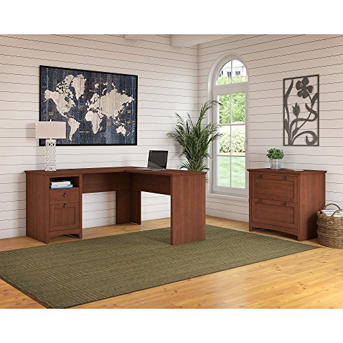 Bush Furniture Buena Vista L Shaped Desk with Lateral File in