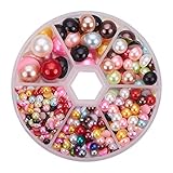 PandaHall Elite 1 Box About 690 Pcs Mixed Color Assorted Mixed Sizes 4-12mm Flat Back Pearl Cabochons