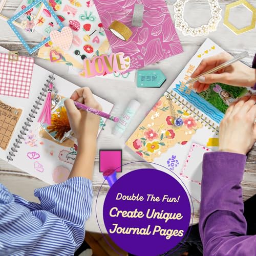 2-Pack DIY Journal Kit - Gifts for Girl Ages 8 9 10 11 12 13 14 Year Old - Cool Birthday Gifts Ideas for Girls - Art & Crafts for Tween Kid - Teen Girls Trendy Stuff - Scrapbook & Diary Supplies Set