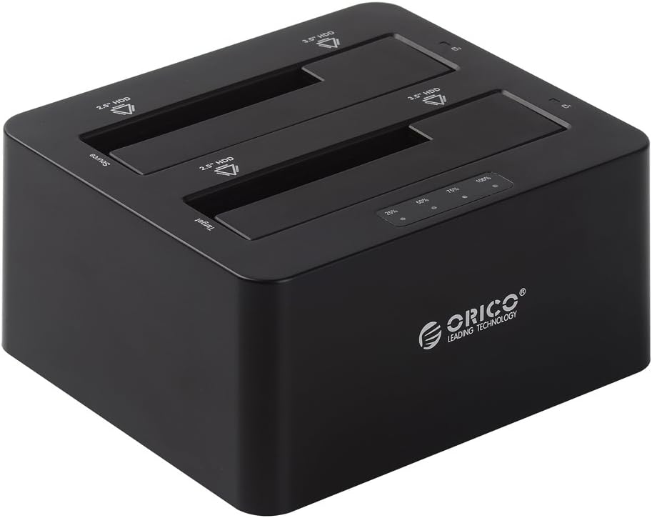 ORICO USB 3.0 Dual Bay Hard Drive Docking Station & Clone for 2.5/3.5 Inch SATA III HDD and SSD - with UASP for SATA 6 Gbps