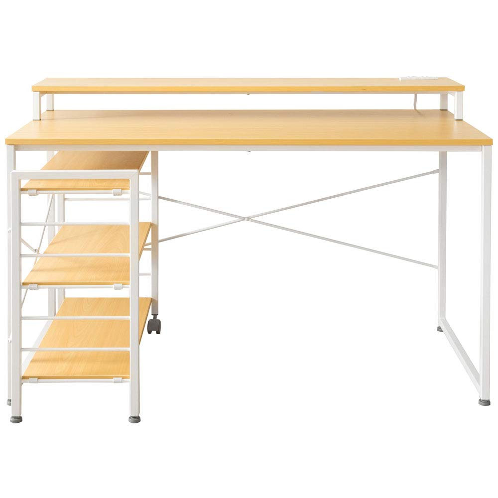 アイリスプラザ パソコンデスク ラック付き PC オフィス 省スペース おしゃれ 収納 ワークデスク 書斎 学習机 幅120㎝ RTID-1200 ホワイト/ナチュラル商品画像