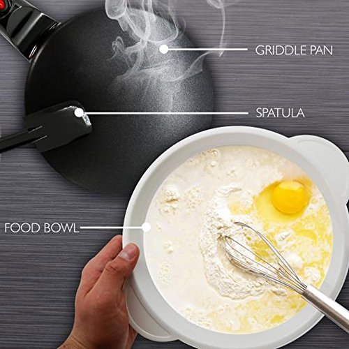 nutrichef Electric Griddle Hot Plate Cooktop - 800W 8" Pan Style Crepe Maker Hot Plate w/ON/Off Switch, Nonstick Coating, Automatic Temperature Control, Plug-in Operation for Kitchen and Countertop - Thumbnail 5