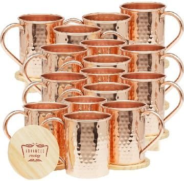 Set of 20 Advanced Mixology 100% Pure Copper Moscow Mule Mugs (16 Oz Each)