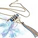 eManco Bohemian Ethnic Golden Alloy Chain Tassel Turquoise Pendant Long Necklaces for Women Blue