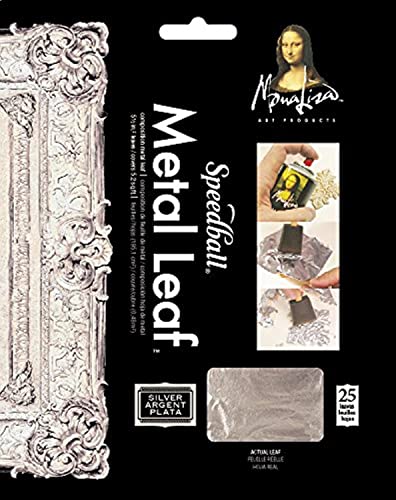 Speedball 10206 Mona Lisa Composition Silver Metal Leaf Sheets, Metal Leafing Sheets Made Of Aluminum - 25 Pack