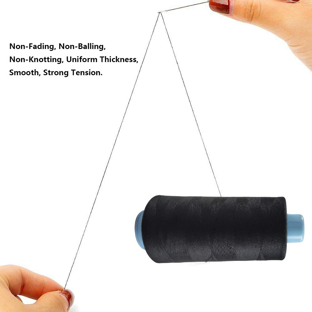 2 Spools Polyester 3000 Yards Sewing Thread Spools, 40/2 Thread for Sewing Machine, Heavy Duty Household - White and Black