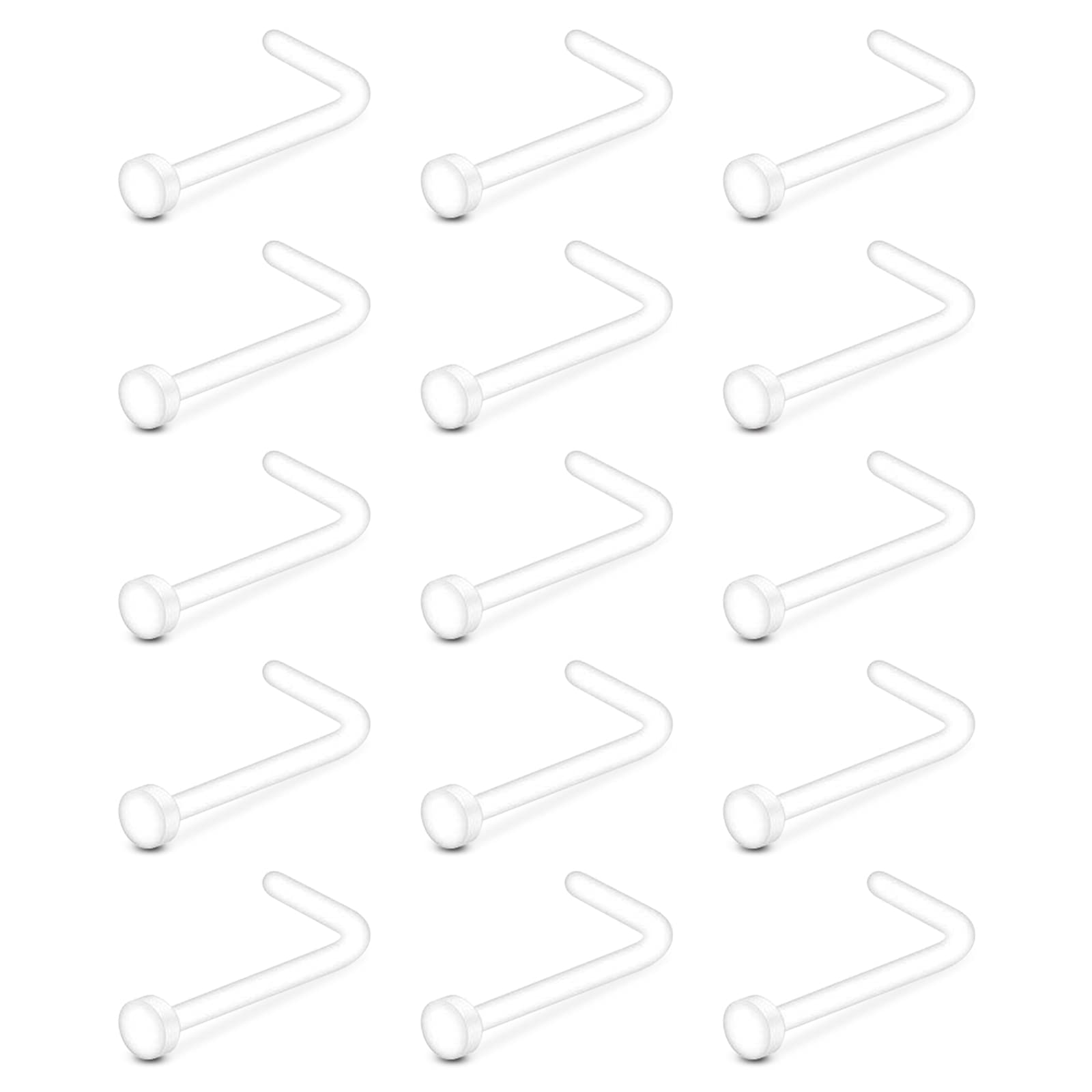 Briana Williams 20G Clear Nose Studs Flat Top Retainer Bioflex L Shape Bone Screw Nose Piercing Jewelry