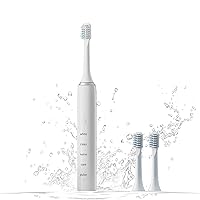 Sonic Electric Toothbrush with 3 Brush Heads for Adults and Children, USB Quick Charge, White Rechargeable Electric Toothbrush