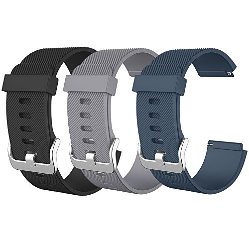 SKYLET For Fitbit Blaze Bands, Soft Replacement Wristband for Fitbit Blaze Bracelet Solid Color Wristband (No Tracker, No Frame)[3 Pack: Black&Grey&Slate]