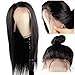 Andria Hair Lace Front Synthetic Wigs Long Straight Heat Resistant Hair Pre Plucked Wig with Baby Hair Bleached Knots for Women ( Black Hair 26