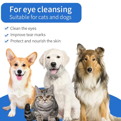 GOUFGUI DOG EYE WIPES200COUNT,NATURAL PLANT INGREDIENTS,EFFECTIVELY REMOVES EYE DIRT,EYE SECRETIONS,MUCUS SECRETIONS,IMPROVE TEAR STAINS,SUITABLE FOR DAILY CLEANING AND CARE OF CATS AND DOGS EYE WIPES