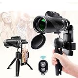 Monocular Telescope 12x50 High Power Waterproof Monocular Scope with Phone Mount & Tripod Monocular Compact Fogproof Shockproof Scope BAK4 Prism FMC Monoculars for Adults Hunting Camping Travelling