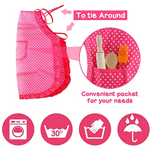 3 otters 27pcs Kids Chef Role Play Costume Set, Kids Apron Set Toddler Cooking and Baking Set, for Dress Up Chef Costume Career Role Play