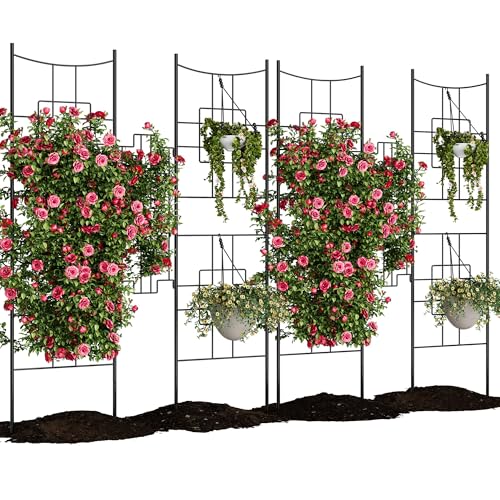 Garvee 2 PCS Baroque Style Metal Garden Trellis & Privacy Screen, 51"x66" Black…