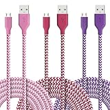 [3 Pack] Fasgear Micro USB(10ft) - Durable Charging Cables [Braided Nylon] for Samsung, Nexus, LG, Android Smartphone and More (Purple,Rose,Pink)