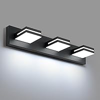 LED Modern Bathroom Vanity Light Fixtures (3-Light, 24-Inch), Matte Black Modern Acrylic Bathroom Wall Lighting Fixtures Over