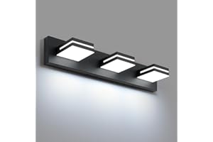 SineRise LED Modern Bathroom Vanity Light Fixtures, Matte Black Modern Acrylic Bathroom Wall Lighting Fixtures Over Mirror (Cool White 6000K) (3-Light, 24-Inch)