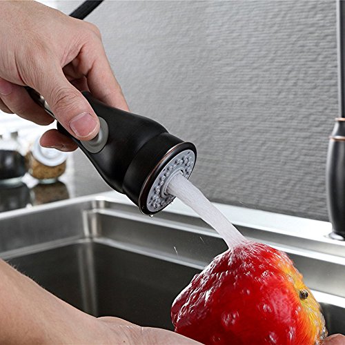 Lead Free Pull Down Kitchen Faucet Best Antique Solid Brass Kitchen Sink Faucet With Pull Out Sprayer High Arc Single Handle Bar Faucet Oil Rubbed Bronze SonTiy