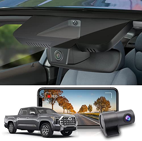 Fitcamx 4K Dual Dash Cam Suitable for 2022-2026 Toyota Tundra & Sequoia 2023-2026 Limited SR SR5 TRD Pro Platinum (Gen3), OEM Look, Front 2160P and Rear 1080P HD Video WiFi, Loop Recording, 128GB Card