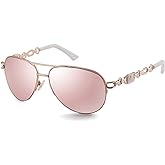 FONHCOO Aviator Sunglasses for Women Men Metal Frame UV400 Mirrored Sunglasses
