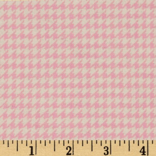 A.E. Nathan Comfy Flannel Houndstooth Pink Fabric by The Yard