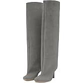 Women's Knee High Boots Nude Suede Wide Calf Stiletto Long Boots Pull On High Heel Riding Boots Fahion Dress Fall Tall Boots
