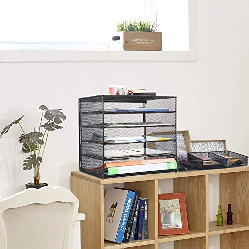 Samstar Paper Organizer Tray,Letter Trays Desk File Organizer with 3 Compartments,Black - Thumbnail 2