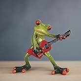 ICE ARMOR Hand Painted 6.25" H Frog Playing Guitar Figurine Statue Sculpture Ornament Decoration Home/Room Decor Ideas for Housewarming, Holidays and Birthdays Great Collectible