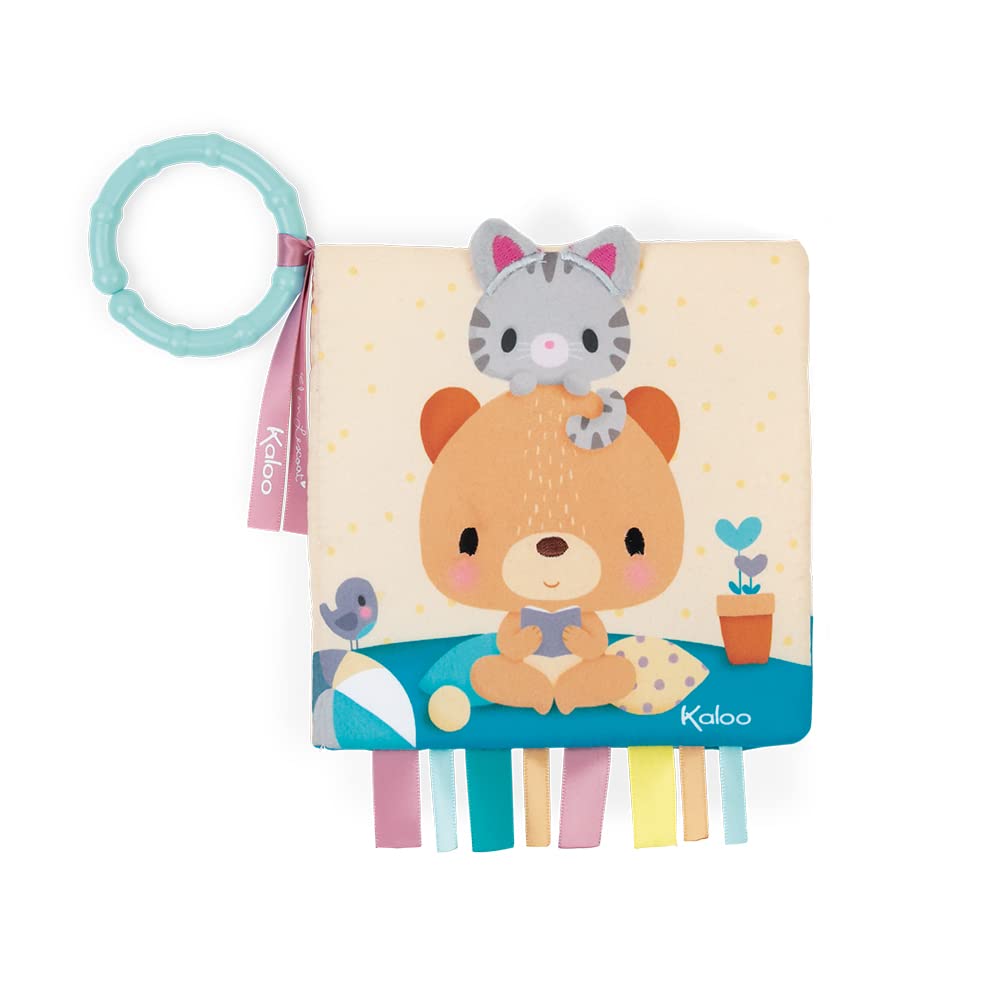 Kaloo - Choo - Babies’ Fabric Activity Book - Choo at Home - Sensory Awakening - Ultra-Soft Material - 5.5" x 5.5" / 14 x 14 cm - From Birth Onwards - K971801
