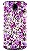 DandyCase 2in1 Hybrid High Impact Hard Lavender Garden Floral Pattern + Purple Silicone Case Cover For Samsung Galaxy S4 i9500 + DandyCase Screen Cleaner