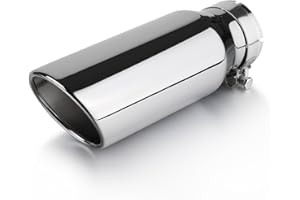 Autarboor 3 Inch Inlet Exhaust Tip,3" Inlet 4" Outlet 12" Overall Length,Chrome-Plated Exhaust Tip,Stainless Steel,Chrome Silver Exhaust Tip,Angle Cut,Clamp On