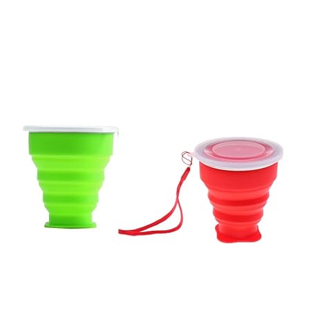Homyl 2pcs Camping Silikon Klappbecher / Faltbecher, Praktischer Outdoor Trinkbecher