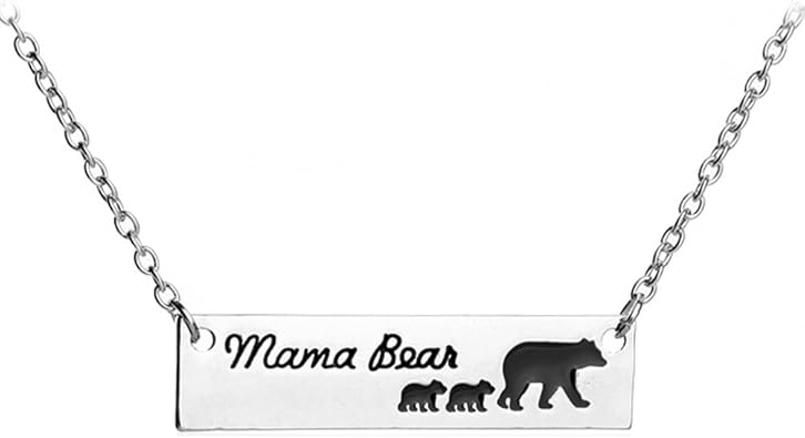 mama bear 2 cubs necklace