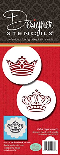 Designer Stencils C586 Royal Crowns Cookie Stencil Set, Beige/Semi-Transparent