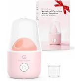 ROSA RUGOSA Menstrual Cup Sterilizer Fits Menstrual Cups and Disc, See-Through Design, Includes Measuring Cup, Auto Shut Off, for Home, Dorm and Travel