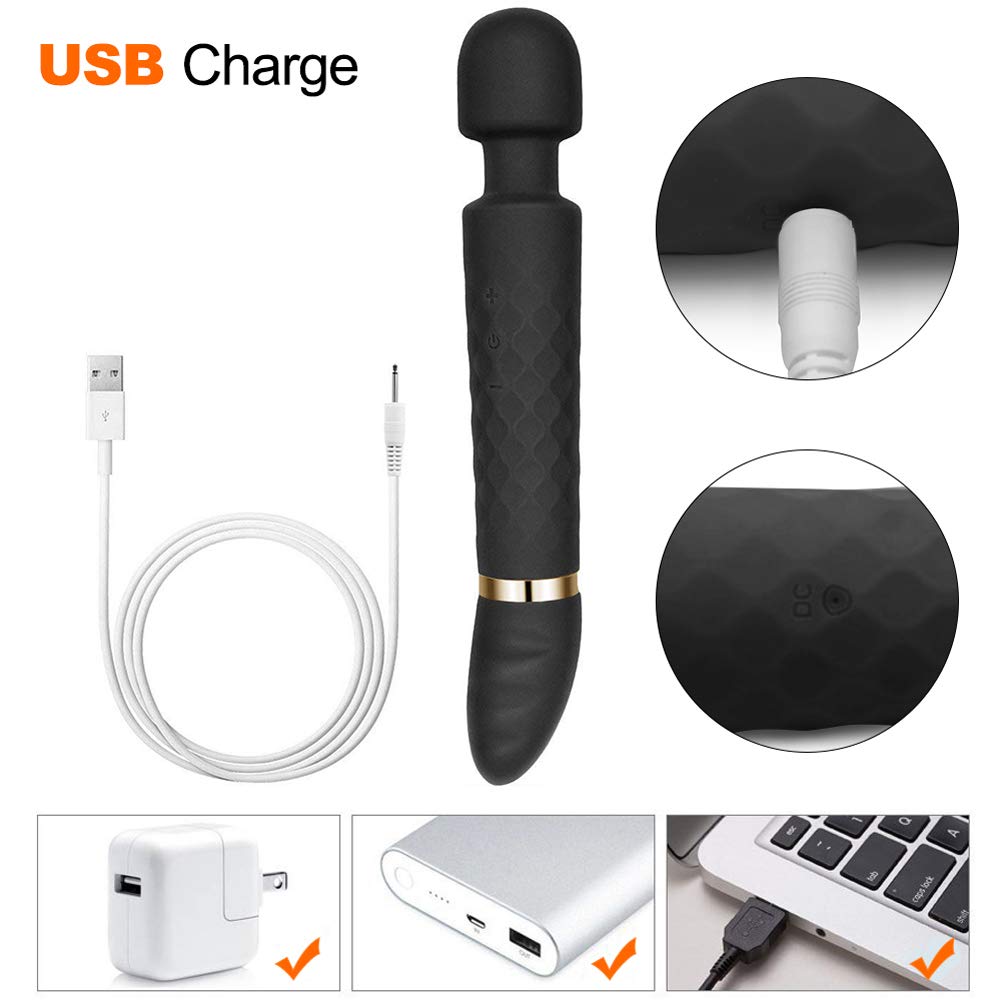 Silikon Vibratoren für sie Klitoris und G-Punkt Stimulator Massagestab, Wasserdicht Orgasmus Klitorisstimulator AV-Vibrator Stick für Paar, Frauen, Doppelkopf Magic Wand Massagegerät für Körper, Nacken, Schulter, Rücken, 12 Vibrationsmodi, 