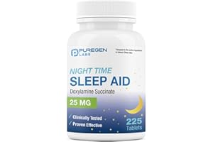 P PUREGEN LABS Puregen Labs Doxylamine Succinate 25mg | Nighttime Sleep Aid | Safe & Effective | Non-Habit Forming Sleep Aid | Made in USA | 225 Tablets