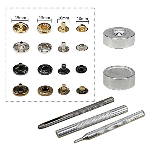Fuman Forest 80 Sets Snap Fasteners Kit, 15mm Metal Snap Buttons Press Studs with 4 Pieces Fixing Tools, 4 Color Clothing Snaps Kit for Clothing Leather, Jacket, Jeans Wear, Bracelet, Bags