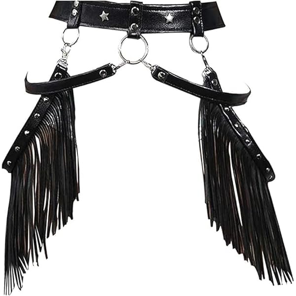 3866 Punk Leather Tassel Waist Belt Rave Cowgirl Body Harness Cage Women Women Punk Tassel Belt Leather Body Harness Waist Chain  main image 3