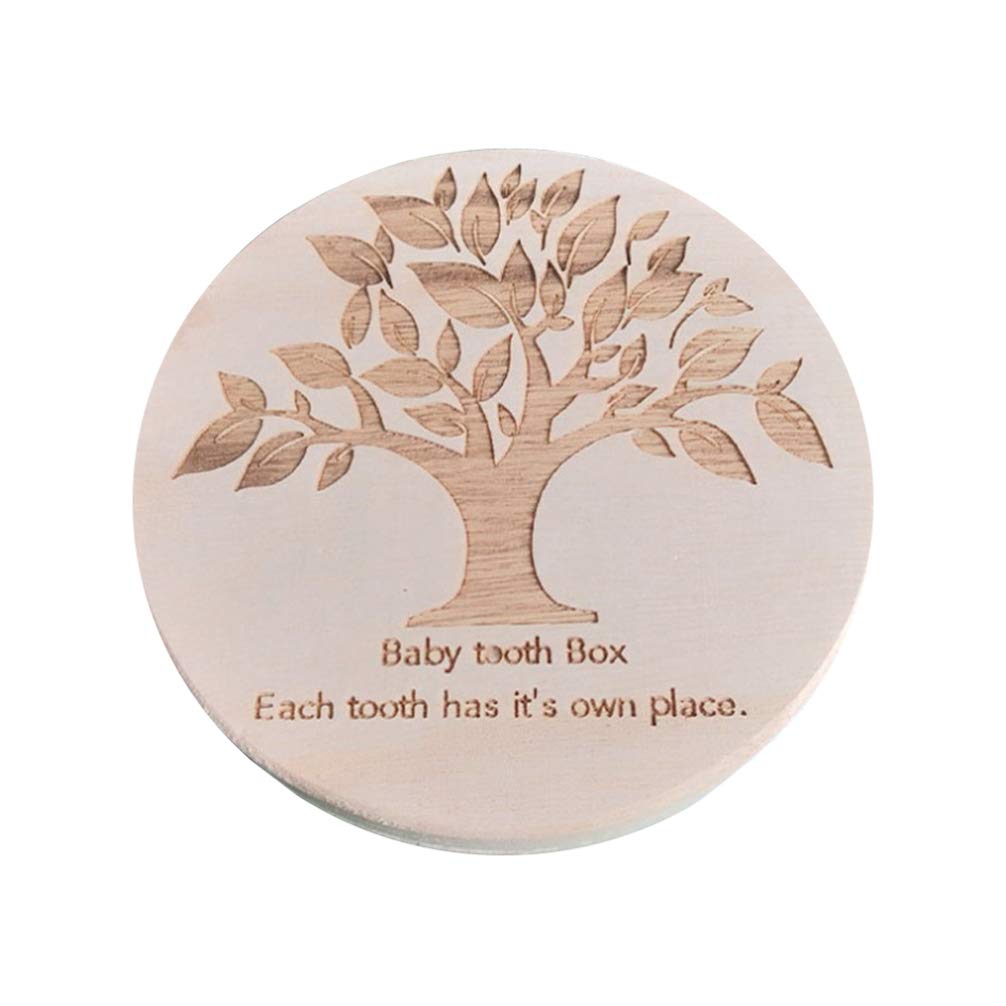 Toyvian Baby Teeth Box, Wooden Tooth Holder Container for Baby Keepsake Souvenir