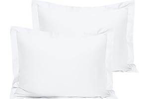 NTBAY Cotton Standard Pillow Shams - 500 Thread Count Egyptian Cotton 20x26 Sham Covers, 2 Pack Super Soft and Breathable 20x26 Inches Oxford Pillowcases, White