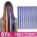 Carina Colored Clip in Hair Extensions 10pcs/lot 22 inch Straight Fashion Synthetic Hairpieces for Party Highlights Multi-Color (Blue)