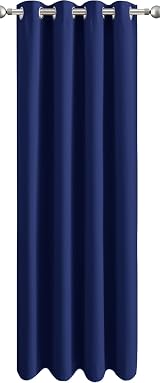 Aspire Homeware Blackout Door Curtain Navy 84in Drop Single Panel with Tie Back