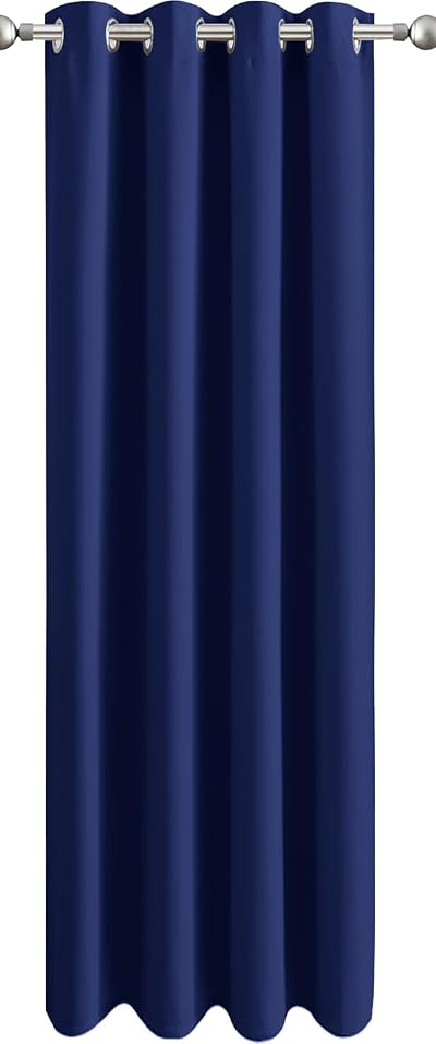 Aspire Homeware Blackout Door Curtain Navy 84in Drop Single Panel with Tie Back