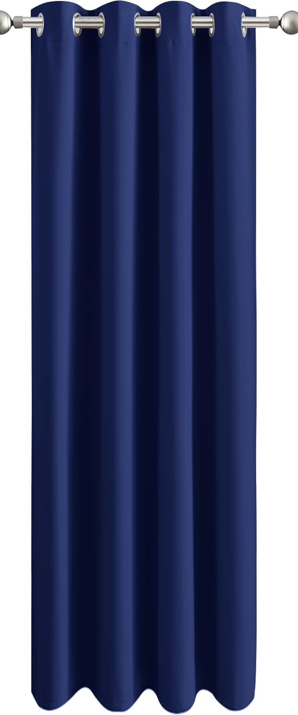 Aspire Homeware Blackout Door Curtain Navy 84in Drop Single Panel with Tie Back