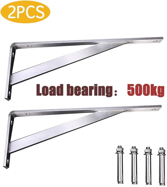 2PCS Solid Stainless Steel Shelf Bracket,Heavy Duty L Shelf Brackets