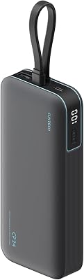 CP24 20000 mAh Powerbank mit Integriertem USB-C-Kabel, 40W PD Schnellladung Power Bank mit 3 Anschlüssen Digitales Display für iPhone 17/16, Samsung S26/S25, iPad Pro, MacBook Air